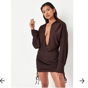 Missguided Chocolate Textured Drape Mini Dress 🤎